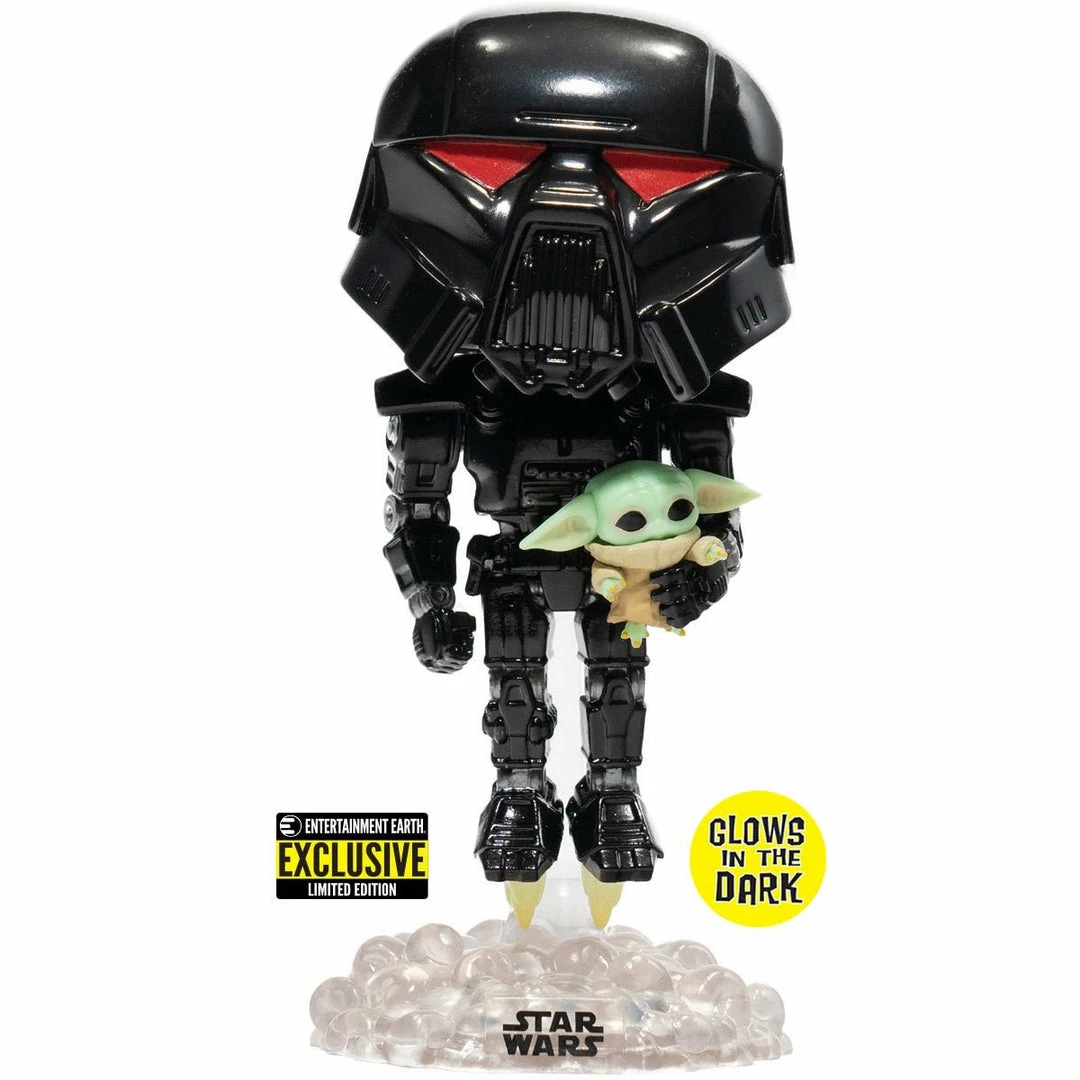 FUNKO POP Star Wars : Dark Trooper W/ Grogu (GITD) Entertainment Earth Exclusive